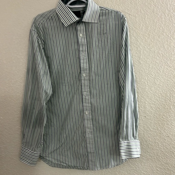 Haggar Other - Hagger Dress Shirt White with Green and Blue Strips Size Large